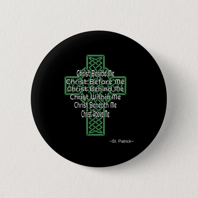 Celtic Cross Shirt St Patrick's Prayer Christian  Button (Front)