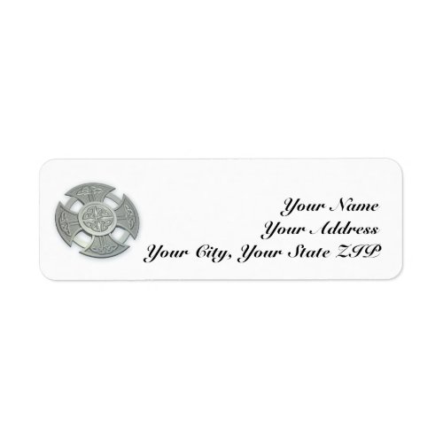 Celtic Cross Silver and White Return Address Label