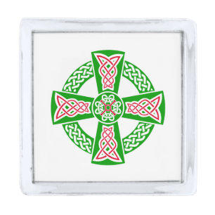 Celtic cross silver finish lapel pin