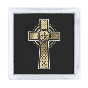 Celtic cross silver finish lapel pin