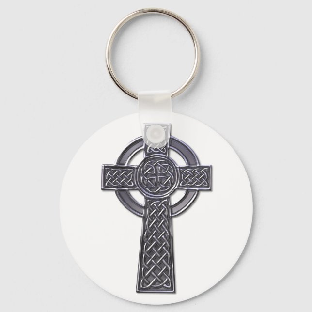 Celtic Cross - Silver Keychain (Front)