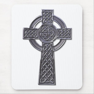 Celtic Cross - Silver Mouse Pad