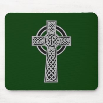Celtic Cross - Silver Mouse Pad by Pot_of_Gold at Zazzle