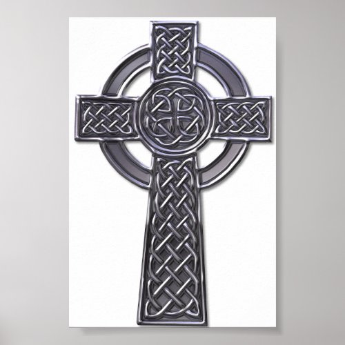 Celtic Cross _ Silver Poster