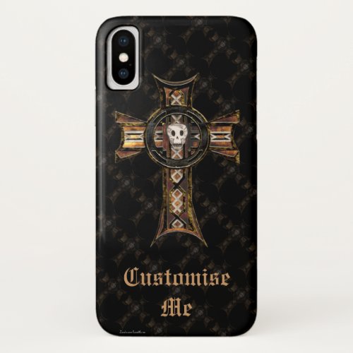 Celtic Cross  Skull Gold iPhone XS Case