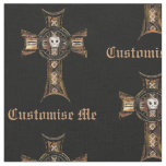 Celtic Cross &amp; Skull (Gold) Fabric