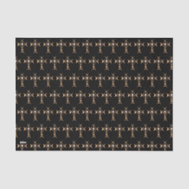 Celtic Cross & Skull (Gold) Tissue Paper (Front)