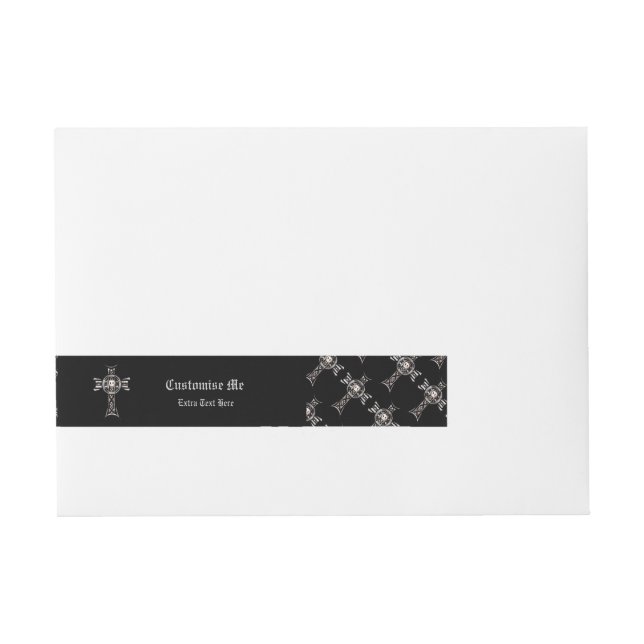 Celtic Cross & Skull (Silver) Wrap Around Address Label (Front)
