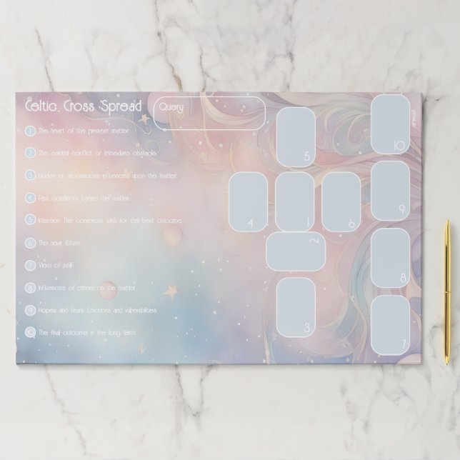 Celtic Cross Tarot Spread (large, pastel) Paper Pad (Insitu)