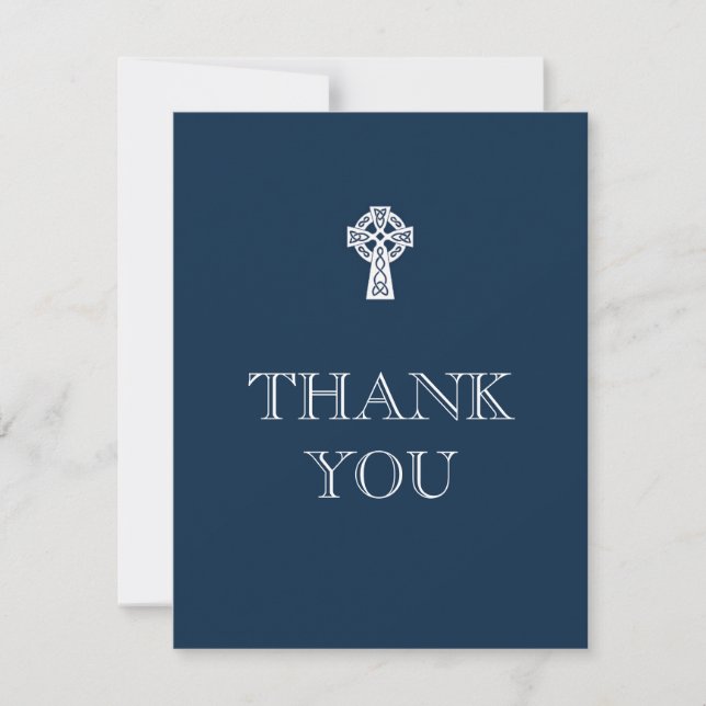 Celtic Cross Thank You Card - Boy First Communion (Front)
