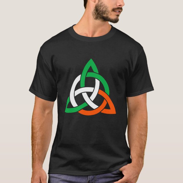 Celtic Cross Trinity Knot Triquetra Irish Flag Poc T-Shirt (Front)