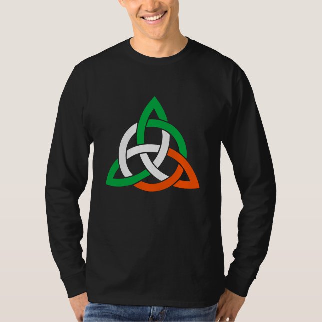 Celtic Cross Trinity Knot Triquetra Irish Flag Poc T-Shirt (Front)