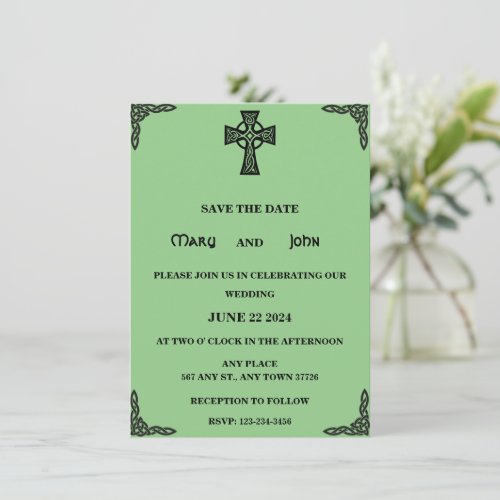 Celtic Cross Wedding Invitation