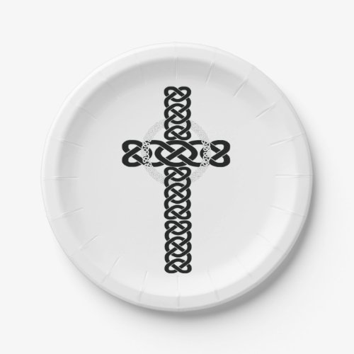 Celtic Cross White Paper Plate