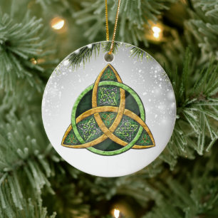 Celtic Cross Wiccan Pagan Witchy Witchcraft Green Ceramic Ornament