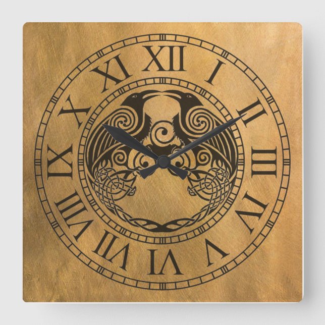 Celtic Crow Square Wall Clock (Front)