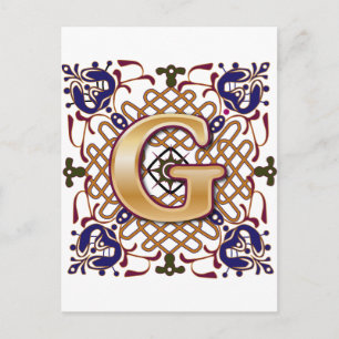 Celtic Design Letter G Postcard