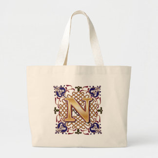Celtic Design Letter N Large Tote Bag