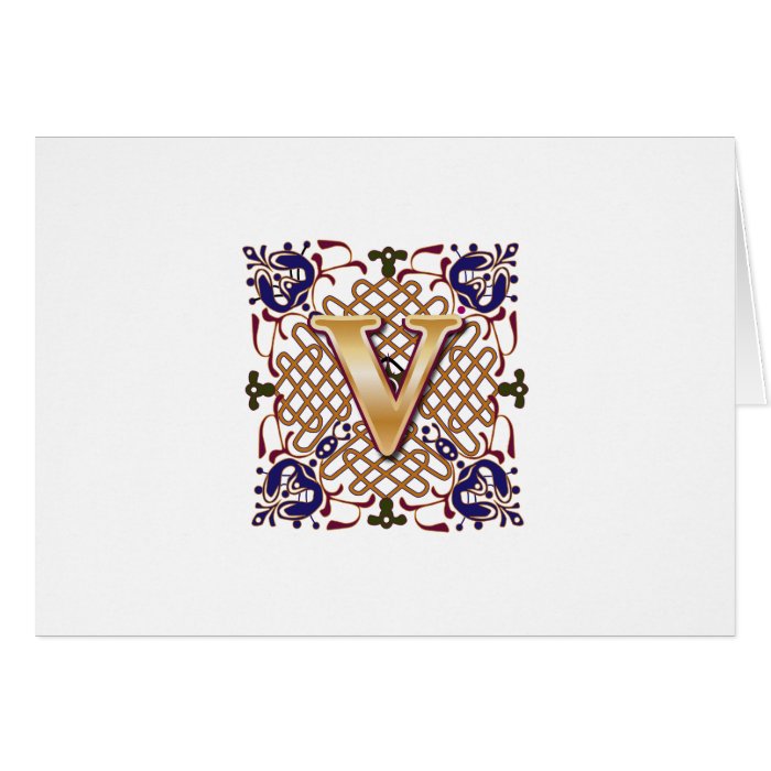 Celtic Design Letter V Card