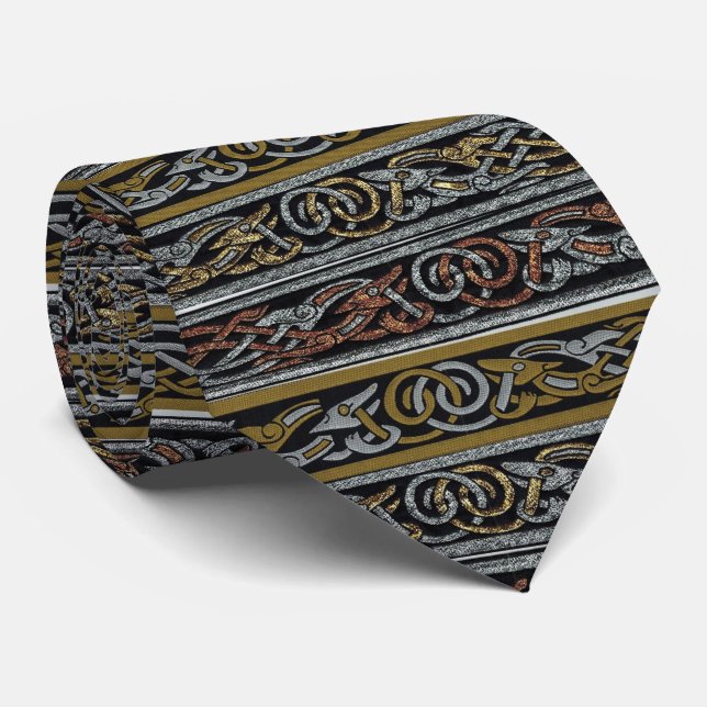 Celtic Designs Striped Men's Tie (Rolled)