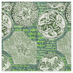 Celtic Dogs and Horses in Green Fabric