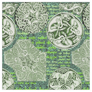 Celtic Dogs and Horses in Green Fabric