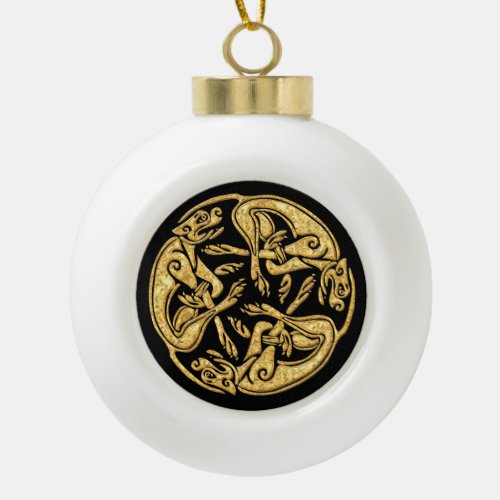 Celtic dogs gold traditional ornament digital art