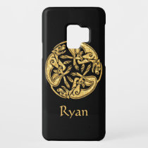 Celtic dogs gold traditional ornament digital art