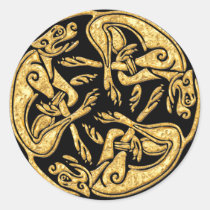 Celtic dogs gold traditional ornament digital art