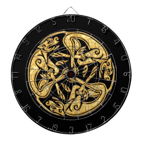 Celtic dogs gold traditional ornament digital art dartboard