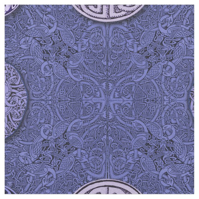 Celtic Dogs, Horses and Birds Fabric (Close Up)