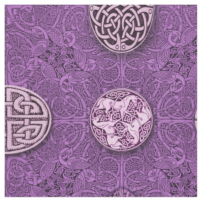 Celtic Dogs, Horses and Birds Fabric (Close Up)
