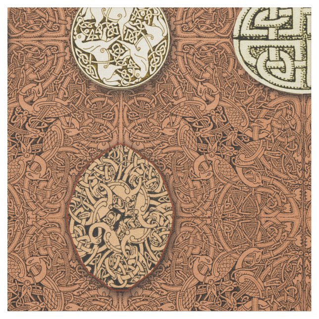 Celtic Dogs, Horses and Birds Fabric (Close Up)