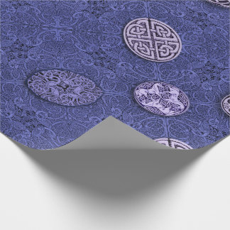 Celtic Dogs, Horses and Birds in Blue Wrapping Paper