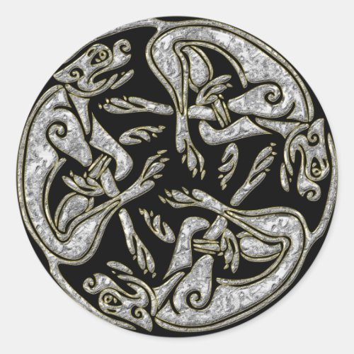 Celtic dogs traditional ornament gold and silver