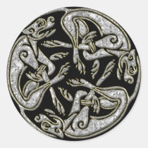 Celtic dogs traditional ornament gold and silver
