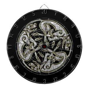Celtic dogs traditional ornament gold and silver dartboard