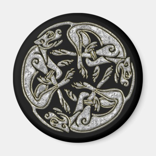 Celtic dogs traditional ornament gold and silver