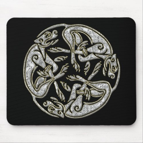 Celtic dogs traditional ornament gold and silver mouse pad