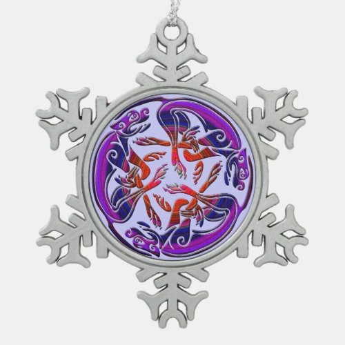 Celtic dogs traditional ornament in fancy colors