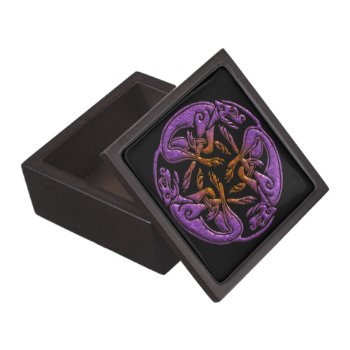 Celtic Dogs Traditional Ornament In Purple  Orange Gift Box by YANKAdesigns at Zazzle