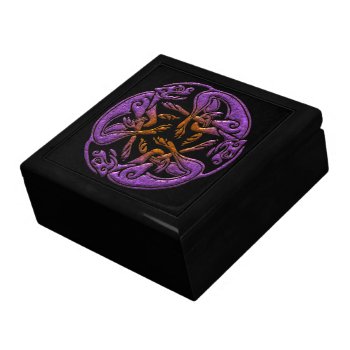 Celtic Dogs Traditional Ornament In Purple  Orange Jewelry Box by YANKAdesigns at Zazzle