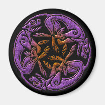 Celtic dogs traditional ornament in purple, orange