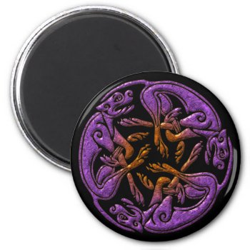 Celtic Dogs Traditional Ornament In Purple  Orange Magnet by YANKAdesigns at Zazzle