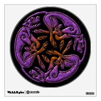 Celtic Dogs Traditional Ornament In Purple  Orange Wall Decal by YANKAdesigns at Zazzle