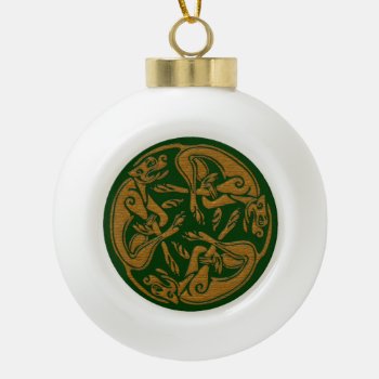 Celtic Dogs Traditional Ornament Wooden Look by YANKAdesigns at Zazzle