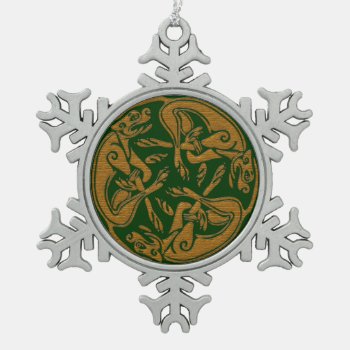 Celtic Dogs Traditional Ornament Wooden Look by YANKAdesigns at Zazzle