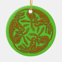 Celtic dogs traditional ornament wooden look