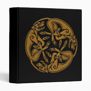 Celtic dogs traditional ornament wooden look 3 ring binder