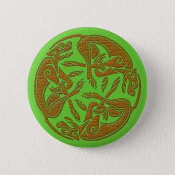 Celtic Dogs Traditional Ornament Wooden Look Button by YANKAdesigns at Zazzle